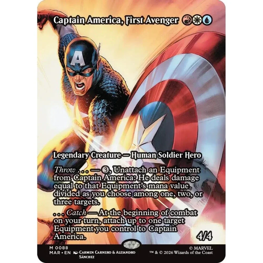 Captain America, First Avenger (Borderless) | MAR | 88 | NM/Mythic | 080-MTG-A